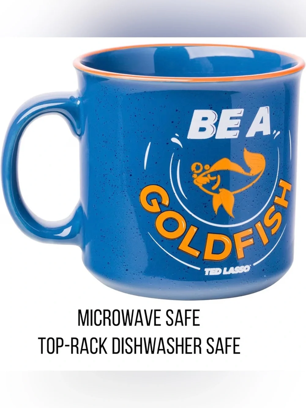 Ted Lasso Blue and Orange 'Be a Goldfish' Ceramic Mug brand new